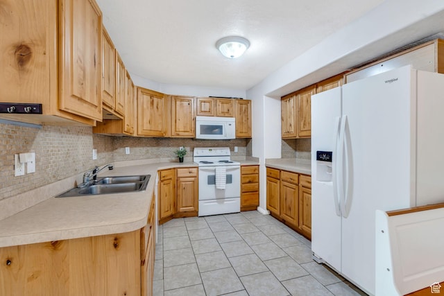8246 N Cedar Springs Rd E Unit 8, Eagle Mountain, UT 84005 - kitchen featuring white appliances, backsplash, light countertops, and light tile patterned flooring