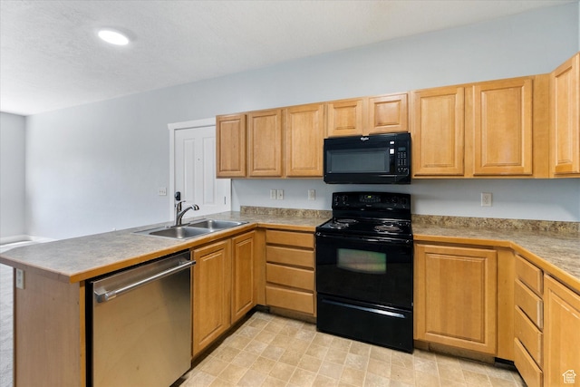 75 E 200 N Unit 206, Provo, UT 84606 - kitchen with black appliances, a peninsula, and light countertops