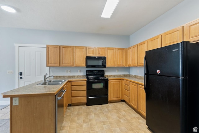 75 E 200 N Unit 206, Provo, UT 84606 - kitchen featuring black appliances, a peninsula, light brown cabinets, and light countertops