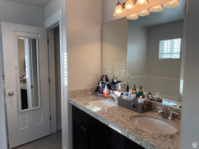 7579 N Cottage Ln, Eagle Mountain, UT 84005 - full bathroom featuring double vanity and tile patterned floors