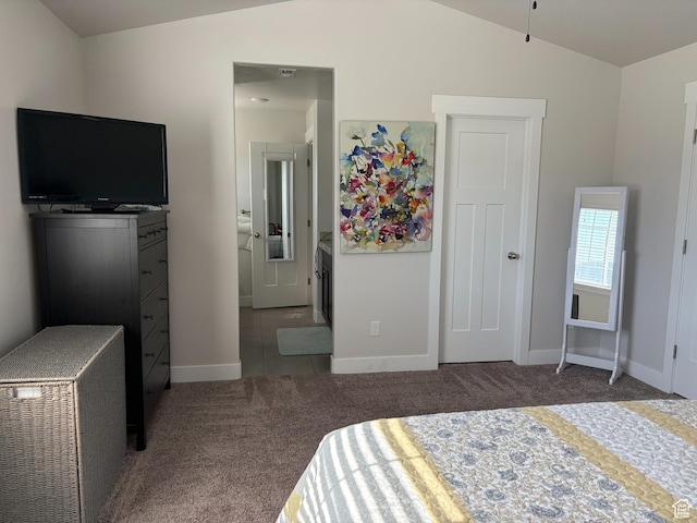 7579 N Cottage Ln, Eagle Mountain, UT 84005 - carpeted bedroom with vaulted ceiling and baseboards