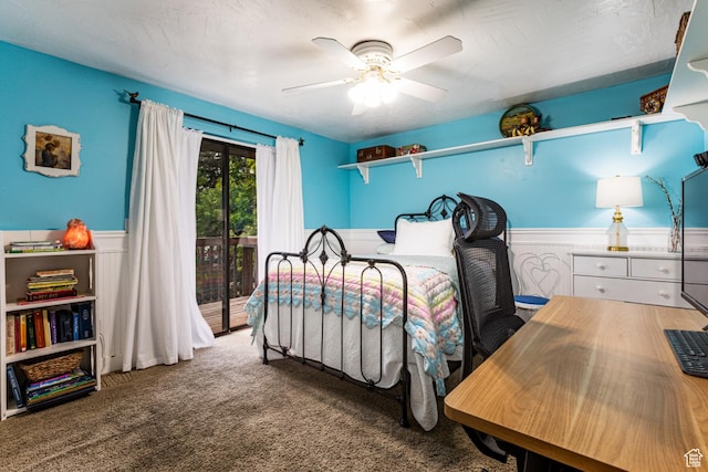453 Sheridan Cir, Centerville, UT 84014 - bedroom featuring wainscoting, carpet flooring, and ceiling fan