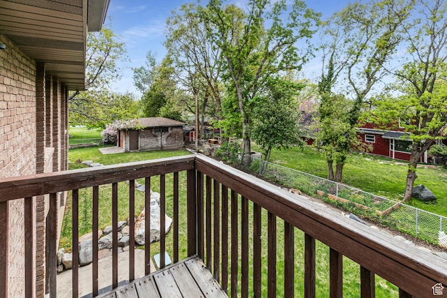 453 Sheridan Cir, Centerville, UT 84014 - wooden terrace with an outbuilding