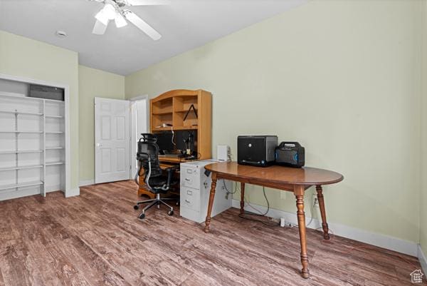 13032 S 1300 W, Riverton, UT 84065 - office area featuring wood finished floors and ceiling fan