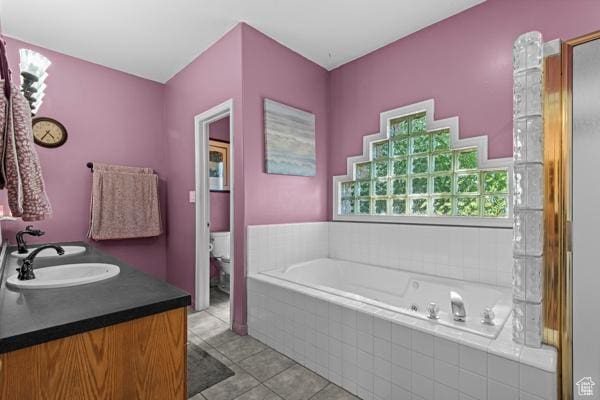 13032 S 1300 W, Riverton, UT 84065 - full bathroom with a garden tub, tile patterned flooring, and vanity