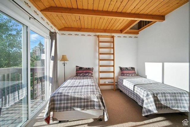 10 S 900 E, Pine Valley, UT 84781 - carpeted bedroom featuring a wooden ceiling with exposed beams