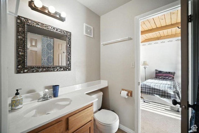 10 S 900 E, Pine Valley, UT 84781 - bathroom featuring vanity and a wood ceiling with exposed beams
