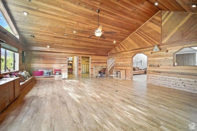 10 S 900 E, Pine Valley, UT 84781 - bonus room with wooden walls, wood finished floors, high vaulted ceiling, a ceiling fan, and wood ceiling