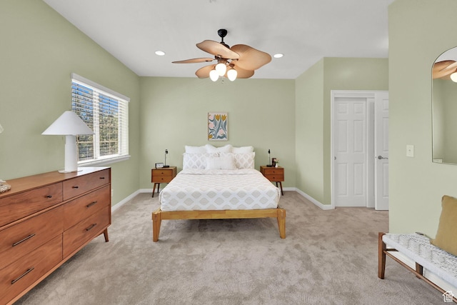 4988 S Timber Way E Unit 206, Millcreek, UT 84117 - bedroom featuring light colored carpet, a ceiling fan, and recessed lighting