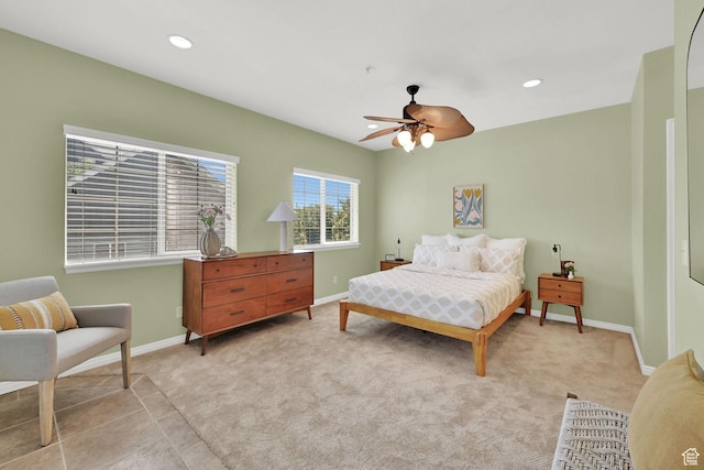 4988 S Timber Way E Unit 206, Millcreek, UT 84117 - bedroom with light carpet, recessed lighting, and ceiling fan
