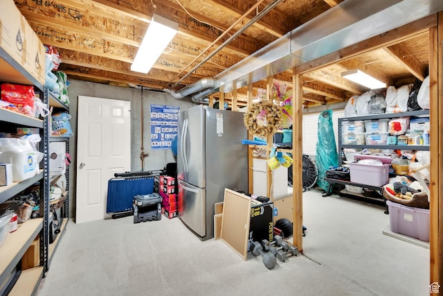 224 Rawlins Ln, Draper, UT 84020 - unfinished basement with freestanding refrigerator and carpet flooring