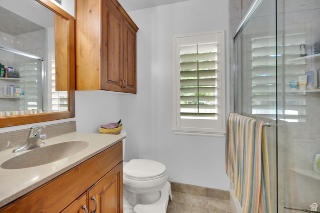 224 Rawlins Ln, Draper, UT 84020 - bathroom featuring vanity, a stall shower, and tile patterned floors