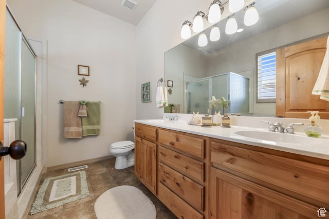 1524 W Foliage Ln, South Jordan, UT 84095 - bathroom with a stall shower, double vanity, and tile patterned flooring