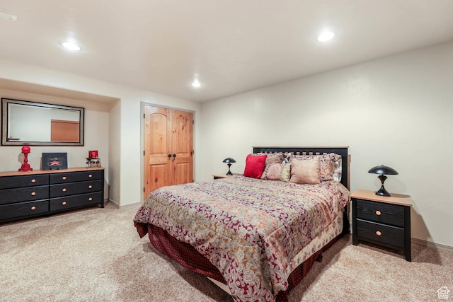 1524 W Foliage Ln, South Jordan, UT 84095 - bedroom featuring light carpet and recessed lighting