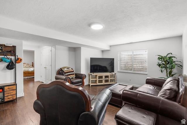 9566 N 4500 W, Cedar Hills, UT 84062 - living area featuring dark wood-style flooring and a textured ceiling