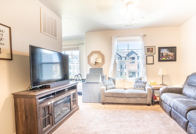 3722 W 1440 N Unit F202, Lehi, UT 84043 - carpeted living area with a ceiling fan