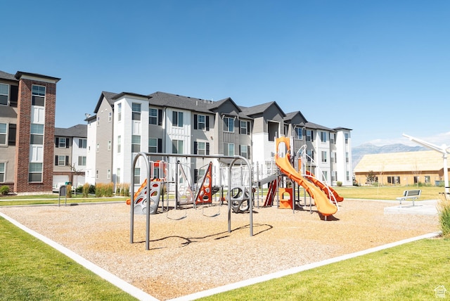 3722 W 1440 N Unit F202, Lehi, UT 84043 - communal playground featuring a residential view and a mountain view