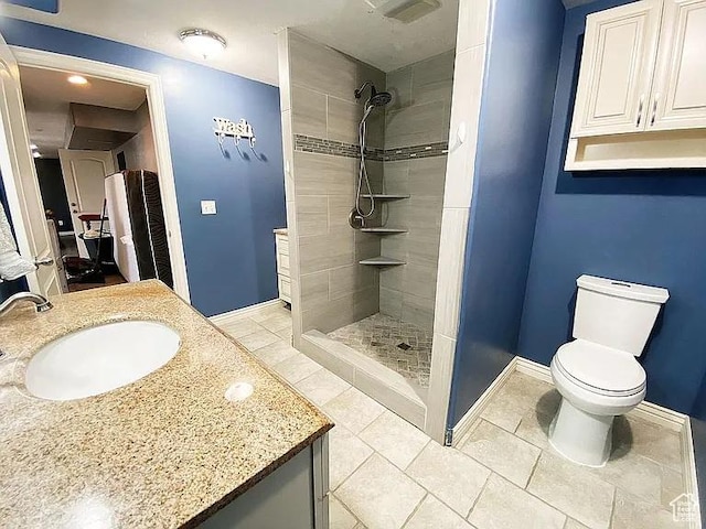 3462 Heyward Ct, Eagle Mountain, UT 84043 - full bathroom with vanity, tiled shower, and tile patterned floors
