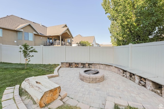 1692 N Sage Ln, Saratoga Springs, UT 84045 - fenced backyard with a fire pit and a patio