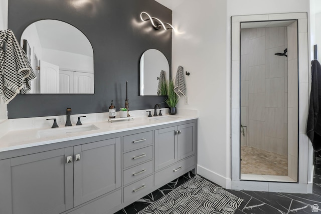 1692 N Sage Ln, Saratoga Springs, UT 84045 - full bathroom featuring a tile shower and double vanity