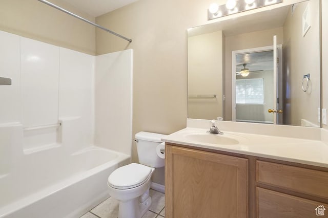 1330 W 1480 N, Orem, UT 84057 - full bath with vanity, tile patterned flooring, bathtub / shower combination, and a ceiling fan