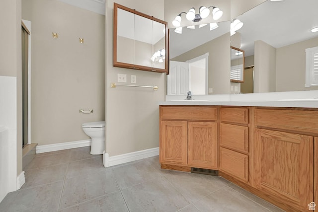 3112 N Pelican Dr, Farr West, UT 84404 - full bathroom featuring a shower with shower door, double vanity, and tile patterned floors