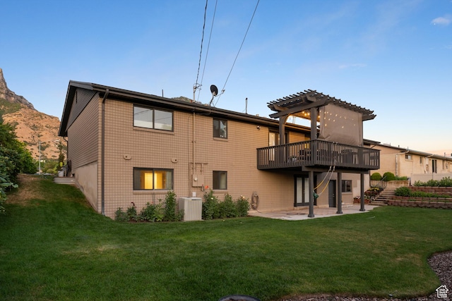 2677 N 700 E, Provo, UT 84604 - back of house featuring a pergola, a patio, a lawn, and a wooden deck