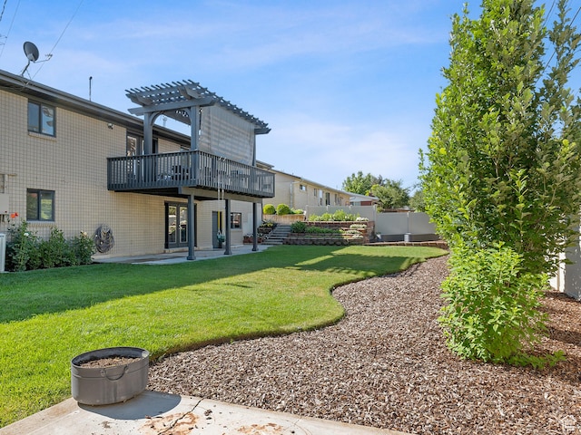 2677 N 700 E, Provo, UT 84604 - view of green lawn with a pergola, a wooden deck, and a patio area