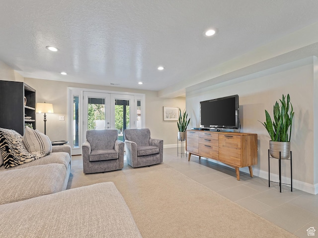 2677 N 700 E, Provo, UT 84604 - tiled living area with recessed lighting, french doors, and a textured ceiling