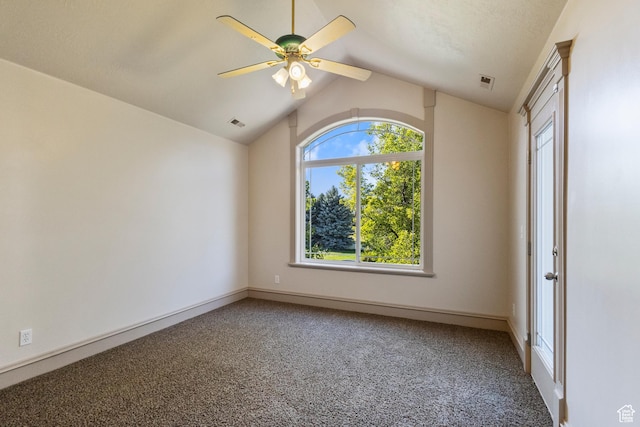 6373 W 10500 N, Highland, UT 84003 - carpeted empty room with vaulted ceiling and a ceiling fan