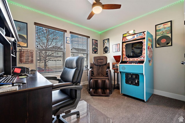 1769 W Valcrest Dr, Saratoga Springs, UT 84045 - office featuring a ceiling fan and carpet