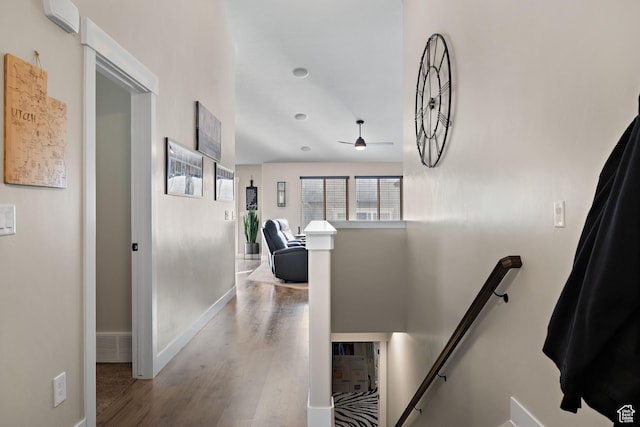 1769 W Valcrest Dr, Saratoga Springs, UT 84045 - hall with an upstairs landing and wood finished floors