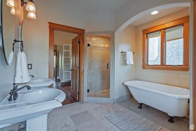 427 N J St E, Salt Lake City, UT 84103 - bathroom with a stall shower and a freestanding tub