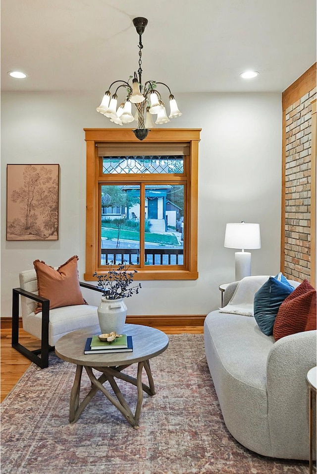 427 N J St E, Salt Lake City, UT 84103 - living area with a chandelier, wood finished floors, and recessed lighting