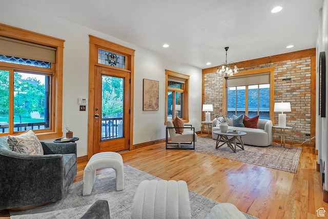 427 N J St E, Salt Lake City, UT 84103 - living area with a chandelier, wood finished floors, and recessed lighting