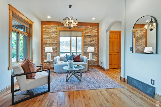 427 N J St E, Salt Lake City, UT 84103 - living area featuring a chandelier, plenty of natural light, wood finished floors, and recessed lighting