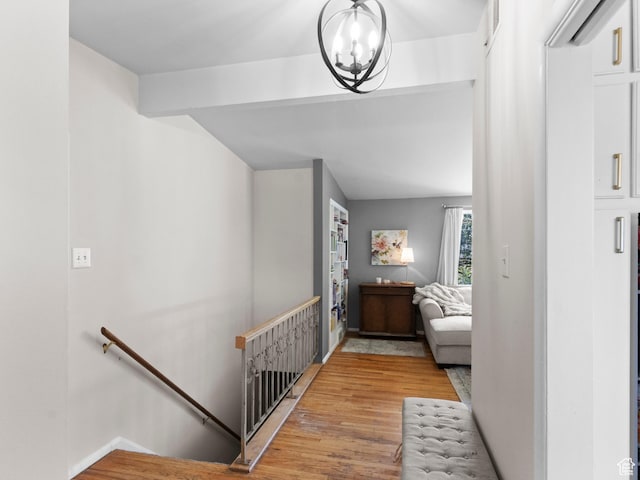 3018 E 4430 S, Salt Lake City, UT 84124 - corridor featuring an upstairs landing, light wood-style floors, and a chandelier