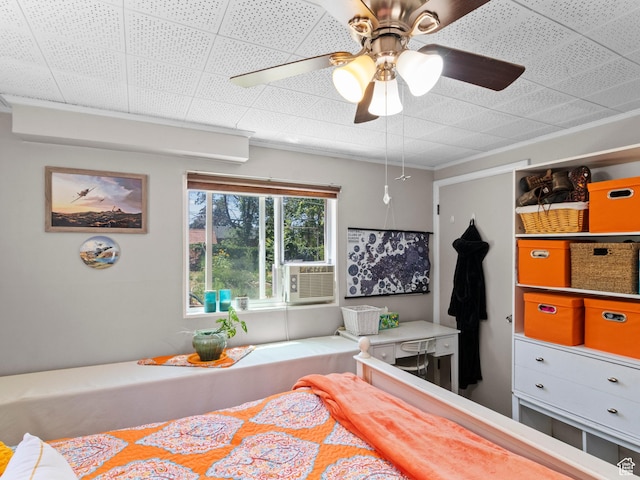 3018 E 4430 S, Salt Lake City, UT 84124 - bedroom featuring a ceiling fan, crown molding, and cooling unit