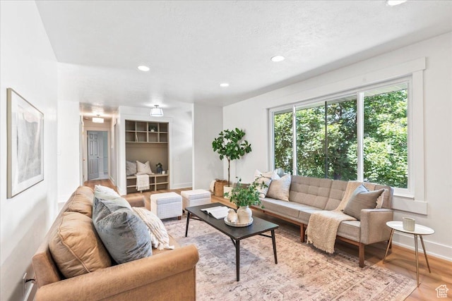 787 S 1680 E, Pleasant Grove, UT 84062 - living room featuring recessed lighting, light wood finished floors, and a textured ceiling