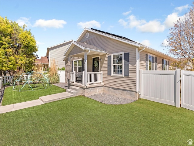 4049 E Dillons Dr N, Eagle Mountain, UT 84005 - view of front of home with a porch, a fenced backyard, and a gate