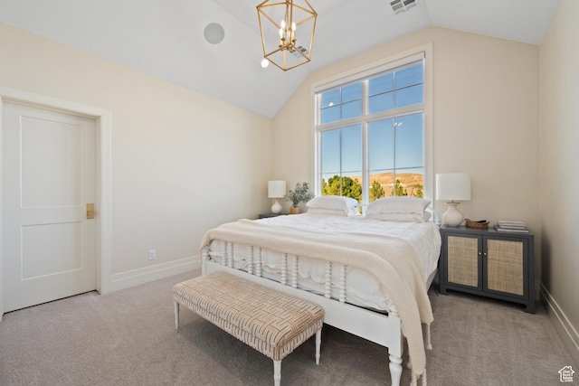 2916 S 300 E, Washington, UT 84780 - bedroom with vaulted ceiling, carpet flooring, and a chandelier