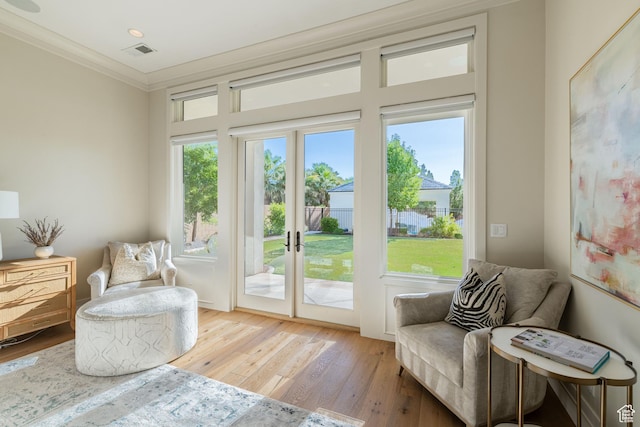 2916 S 300 E, Washington, UT 84780 - sitting room featuring ornamental molding, hardwood / wood-style floors, and french doors
