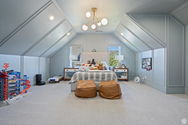 2916 S 300 E, Washington, UT 84780 - bedroom featuring carpet floors, a decorative wall, and lofted ceiling