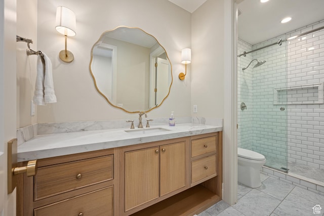 2916 S 300 E, Washington, UT 84780 - bathroom featuring vanity, a shower stall, and recessed lighting