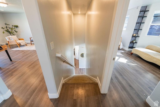 7390 N Pawnee Rd, Eagle Mountain, UT 84005 - stairway with wood finished floors and baseboards
