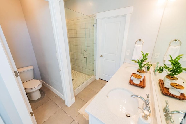 7390 N Pawnee Rd, Eagle Mountain, UT 84005 - full bath featuring double vanity, tile patterned flooring, and a shower stall
