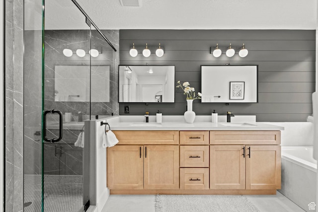 3873 E S Pass Cv, Eagle Mountain, UT 84005 - full bath featuring double vanity, a shower stall, and a bath