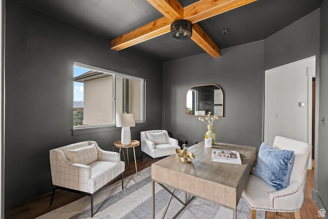 3873 E S Pass Cv, Eagle Mountain, UT 84005 - living area with beam ceiling and wood finished floors