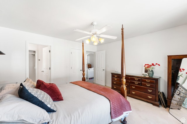 4974 W Diamondback Dr, Riverton, UT 84096 - bedroom featuring light carpet and a ceiling fan