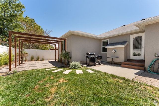 4974 W Diamondback Dr, Riverton, UT 84096 - view of yard featuring a patio area, entry steps, and a pergola